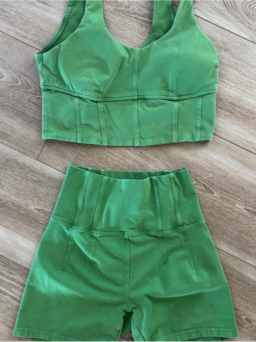 aerie Green High-Waist Mini Shorts Set